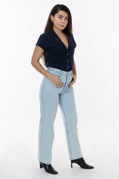 RDNW08 - Straight Leg High Waisted Jean – Los Angeles Apparel Fitted Straight Leg Jeans For Summer, Everyday Fitted Flare Jeans In Rigid Denim, Fitted Straight Cropped Jeans In Rigid Denim, Fitted Cropped Rigid Denim Jeans, Fitted Cropped Jeans In Rigid Denim, Summer Straight Leg Jeans, Fitted Straight Leg Cropped Jeans In Rigid Denim, Fitted Wide Leg Cropped Jeans In Rigid Denim, Casual Fitted Straight Leg Cropped Jeans