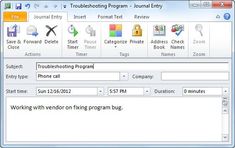 an image of a computer screen with the text'troublesing program - journal entry '