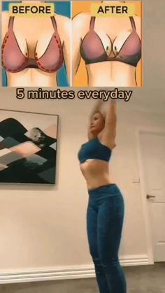 a woman standing in front of a painting with the caption before and after 5 minutes every day