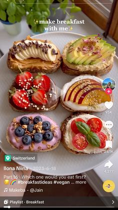 a plate with different types of pastries on it, and the caption reads make breakfast with me