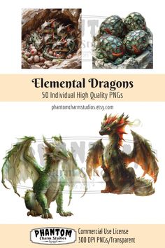 an image of some type of dragon with different colors and sizes, including the wings