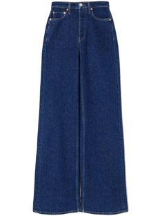 indigo blue stretch-cotton wide-leg belt loops front button and zip fastening classic five pockets Conscious: This item is made from at least 50% recycled or upcycled materials. For recycled synthetic clothing products we highly recommend using a microfibre-catching washing bag to ensure that no microplastics that can pollute water are released in the process. High Waisted Wide Leg Jeans, Cropped Boyfriend Jeans, Leg Belt, Jeans Wide, Upcycled Materials, High Waisted Flares, Dark Jeans, Denim Midi Skirt, Straight Fit Jeans