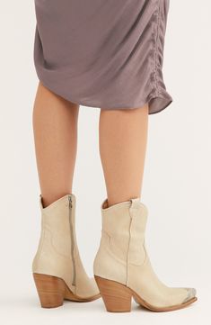 "Find FREE PEOPLE Brayden Western Boot on Editorialist. Etched metallic hardware gleams at the toe of a quintessential Western boot that adds a rustic element to your look. 3 3/4\" heel (size 38.5) 6 \" shaft Side zip closure Leather upper, lining and sole Made in Italy"