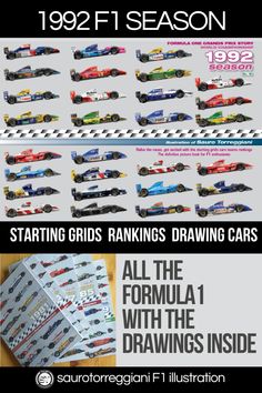 the poster shows different types of racing cars