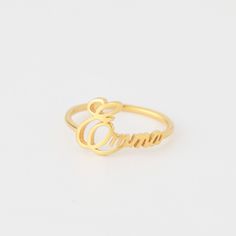 "♥ The ring is made from solid .925 Sterling silver. You can choose to plate (coat) the items with yellow gold or rose gold, free of charge. ♥ Letter size: Dainty, short letters are around 0.1 inch (3mm), tall letters around 0.2 inch (6mm) --HOW TO ORDER AND SEND US INSTRUCTION FOR PERSONALIZATION-- ♥ Go to the listing, add the item to cart and check out. During check-out, include in the \"Note to Seller\" box: Name on ring 1: Size ring 1 Name on ring 2: Size ring 2: Name on ring 3: Size ring 3: Gold Sterling Silver Initial Ring For Promise, Affordable Elegant Custom Name Ring, Customizable Classic Gold Rings, Sterling Silver Gold Rings For Promise, Gold Sterling Silver Stackable Rings As Gift, Gold Sterling Silver Midi Rings For Gifts, Personalized Gold Rings For Gifts, Gold Sterling Silver Midi Rings For Anniversary, Personalized Gold Rings As A Gift