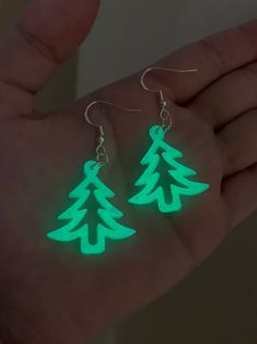 Glow in the Dark Christmas Tree Earrings Handmade Resin - Etsy Green Luminous Jewelry For Party, Luminous Green Jewelry For Party, Dark Christmas Tree, Christmas Tree Outline, Tree Outline, Dark Christmas, Winter Jewelry, Tree Earrings, Holiday Earrings