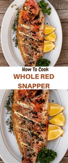 how to cook whole red snapper fish with lemons and parsley on the side