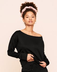 Think of your favorite crew neck—but with a way comfier neckline that adds the chicest of details. Reese’s long sleeves are so soft to the touch that you'll probably end up wearing this sweater like, everywhere you go—we can't even blame you. Black Top For Lounging In Fall, Relaxed Fit Boat Neck Tops For Fall, Long Sleeve Tops For Spring Lounging, Chic Crew Neck Top With Soft Texture, Chic Long Sleeve Crew Neck Top For Loungewear, Soft Textured Long Sleeve Tops For Spring, Long Sleeve Sweater For Lounging, Black Long Sleeve Top For Spring Loungewear, Black Long Sleeve Loungewear Top For Spring