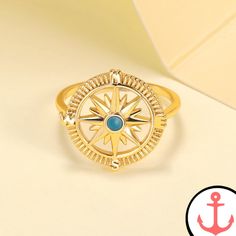 A Timeless and Meaningful Symbol of Love - Compass Engagement Ring Your search for the perfect engagement ring ends here! Introducing our stunning Compass Engagement Ring, a nautical-inspired piece of jewelry that captures the essence of love and adventure. Designed for passionate sea lovers like you, this exquisite ring is a true testament to your deep connection with the sea and its symbols. The Compass Engagement Ring is part of our Compass Rings collection, which boasts a curated selection o Compass Design Ring Jewelry For Gift, Compass Design Ring As A Gift, Compass Design Jewelry Ring Gift, Symbolic Rings With Compass Design For Gift, Symbolic Rings With Compass Design As Gift, Symbolic Compass Design Ring As Gift, Anniversary Jewelry Ring With Compass Design, Ocean-inspired Round Ring For Anniversary, Compass Rings