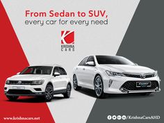 two cars are shown side by side with the words from sedan to suv every car for every need