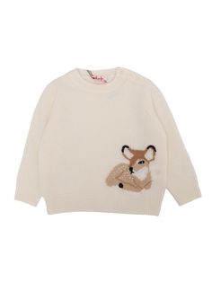 Virgin wool sweater, crew neck, deer inlay, ribbed edgesComposition: 100% Virgin Wool | Il Gufo Baby Girl's Deer Sweater in White | FW23/24 Wool Aesthetic, Sweater Aesthetic, Deer Clothes, Bunny Sweater, Sweaters With Animals On Them, Antler Sweater, Deer Sweater, Deer Print Clothes, Intarsia Animal Sweater Women