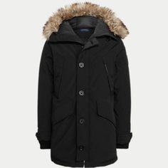 Polo Ralph Lauren Faux-Fur-Trim Down Parka In Black Brand New Overcoat Men, Men Parka, Ralph Lauren Jacket, Navy Blue Jacket, Fur Hoodie, Chaps Ralph Lauren, Lined Jeans, Ralph Lauren Denim, Ralph Lauren Jeans