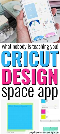 a hand holding an iphone with the text what nobody is teaching you cricut design space app