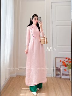 🌻 Stretchy level: 0/10 🌻Material:  tơ xước 🌻 The measurement of this ao dai (long dress) is in Vietnamese size (American size tends to be bigger for the same size). Please LOOK AT THE SIZE CHART CAREFULLY BEFORE ORDERING. There might have some chalk writings on the fabric due to making process. These marks can be washed away easily. 🌻No returns or exchanges Buyer can contact seller about any issues with an order. 🌸 Follow us Facebook/aodaiemily www.aodaiemily.com 💜 Thank you very much!💜 Summer Long-sleeve Ao Dai With Floral Embroidery, Summer Long Sleeve Ao Dai With Floral Embroidery, Summer Ao Dai With Floral Embroidery And Long Sleeves, Summer Embroidered Long Sleeve Ao Dai, Embroidered Long Sleeve Cheongsam For Spring, Spring Embroidered Long Sleeve Cheongsam, Spring Floral Embroidered Ao Dai, Spring Floral Embroidery Ao Dai, Traditional Maxi Ao Dai For Spring