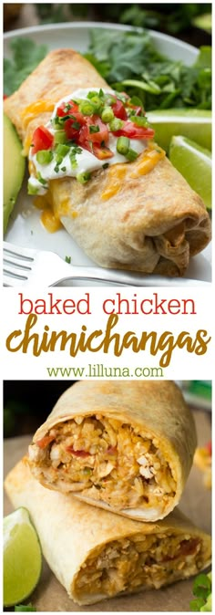 baked chicken and cheese burritos with salsa