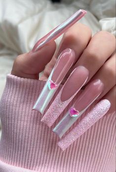 Pink Barbie Nails, Summer Chrome Nails, Short Pink Nails, Summer Nails 2023, Soft Pink Nails, Barbie Nails, Pink Glitter Nails, Acrylic Nails Coffin Pink, Coffin Nails Long