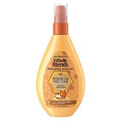 Damaged hair? Whole Blends has carefully crafted a potent, gentle remedy that nourishes and protects hair against breakage. Our repairing leave-in blooms with a delicious fragrance of honey bringing to life our wholesome care for damaged hair. Offers 10 nourishing benefits in 1 use: Prevents Split Ends & Breakage, Repairs Strength, Moisturizes, Softens, Improves Detangling, Smooths Flyaways, Adds Silky Shine, Protects Against Heat Damage, Conditions, Delivers Healthy-looking Hair. Blended Garnier Whole Blends, Whole Blends, Drugstore Hair Products, Damage Hair Care, Hair Repair Mask, Makeup Tips And Tricks, Damaged Hair Repair, Drew Barrymore, Hair Scalp