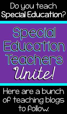 the words special education teachers united are shown in blue and purple with black text on it