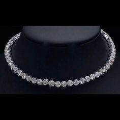 Gorgeous Rhinestone Choker Necklace. Design Features Sparkling Round Rhinestones. Can Be Worn With A Little Black Dress Or With Your Favorite Jeans. Perfect For All Occasions. Material : Zinc Alloy And Rhinestone Crystals White Diamond Rhinestone Necklace With Sparkling Stones, White Rhinestone Necklace For Party, Diamond White Crystal Jeweled Necklaces, White Diamond Bridal Necklace With Rhinestones, White Crystal Rhinestone Necklace For Anniversary, White Crystal Tennis Necklace For Formal Occasions, White Crystal Necklaces With Diamond Accents, Crystal Bridal Necklace With Rhinestones, Cubic Zirconia Crystal Necklaces For Wedding