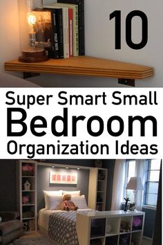 small bedroom organization ideas with text overlay