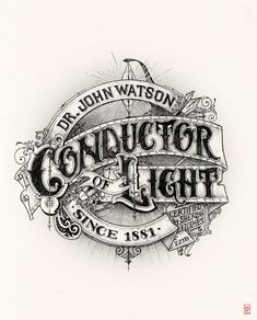 an ink drawing of the logo for conductor light, since 1911 by john waterson