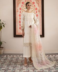 Material - Fabric - Korean Raw Silk Embroidered Shirt | Shaded Organza Embroidered Dupatta | Raw Silk Trousers You will receive - Ready to wear Pant Kameez with Dupatta Size Guide The Size Of The Garment Ready On The Chest, Sizes In Inches Will Be The Following, (XS-34), (S-36), (M-38), (L-40), (XL-42), (2XL-44), (3XL-46), (4XL-48) Care Instructions - The first wash of the garment should always be Dry-Cleaned Note Due to the light and screen setting difference, the item's color may be slightly different from the pictures. Raw Silk Salwar, Party Wear Traditional, Pakistani Salwar Kameez, Party Kleidung, Silk Trousers, Organza Dupatta, Fashion Consultant, Embroidered Silk, Raw Silk