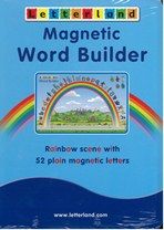 a book cover with an image of a rainbow and the words magnetic word builder on it