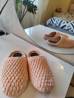 handmade, knitted slippers,