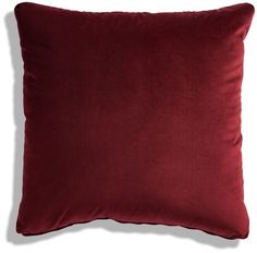 a red velvet pillow on a white background