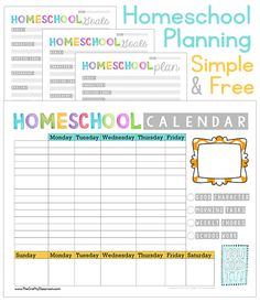 a printable homeschool calendar with the words homeschool and free