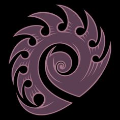 a purple and black swirly design on a black background, in the shape of a heart