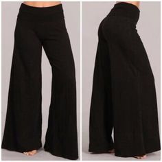 Featuring soft and stretchy black mineral wash wide leg pants with a wide fold-over waistband for comfort and support. Casual design in a relaxed fit, appealing on all body types for all day comfort (loungewear, everyday wear, travel, yoga..etc). Each item is hand-dyed for its unique character and American vintage laundered look. You can expect some variations in color and finishing.  Material: 95% Cotton & 5% Spandex We do accept returns and exchanges within thirty days. Buyer is responsible fo Black Wide-leg Yoga Bottoms, Casual Baggy Wide Leg Yoga Pants, Casual Baggy Wide-leg Yoga Pants, Black Wide-leg Pants For Yoga, Casual Flare Cotton Yoga Pants, Black Stretch Wide Leg Yoga Pants, Black Stretch Wide Leg Pants For Yoga, Black Wide-leg Yoga Pants, Casual Wide-leg Yoga Pants For Fall