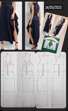 an image of a woman's dress pattern with the cut out and instructions to make it