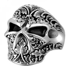 Sterling Silver Steampunk Sugar Skull Ring - https://lordsteampunk.com/sterling-silver-steampunk-sugar-skull-ring/ Price: 106.00 & FREE Shipping #fantasy #photography #cyberpunk #cosplayer #steampunkdesign #artist Patterned Wedding Band, Sugar Skull Ring, Biker Bracelet, Silver Skull Ring, Gothic Rings, Silver Signet Ring, Adjustable Jewelry, Estilo Punk, Handmade Rings