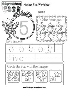 the number five worksheet for children to practice their handwriting and writing skills, including numbers