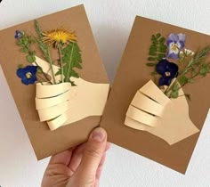 two handmade greeting cards with flowers in them