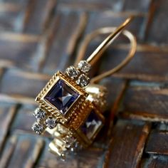 Morgan Le Fay 14k Gold, Tanzanite and Diamond Earrings Tanzanite Diamond Earrings, Morgan Le Fay, Arthurian Legend, Replica Jewelry, Lapis Earrings, Tanzanite Diamond, Cubic Zirconia Earrings, Zirconia Earrings, Fashion Jewelry Earrings