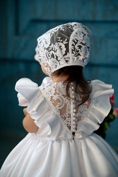 Lace Princess Dress With Ruffles For Wedding, Elegant Princess Dress With Ruffles For First Communion, Lace Princess Dress With Ruffles For First Communion, Elegant Fitted Princess Dress For Baptism, Elegant Baptism Princess Dress With Lace Trim, White Lace Trim Princess Dress For Confirmation, Elegant Princess Dress With Lace Trim For Baptism, White Princess Dress With Lace Trim For Confirmation, White Lace Patchwork Princess Dress For Wedding