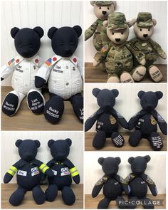 Memory Bear/keepsake Bear From Adult Uniform. - Etsy Teddy Bear From Loved Ones Clothes, Memorial Bears From Shirts, Memory Bear From Shirt, Memory Quilts From Clothes Men, Memory Crafts From Clothes, Memory Bears Pattern Free, Remembrance Bear, Memory Pillow From Shirt, Memory Clothes