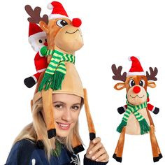 Wear this hat to the holiday office party, out in the snow, or to your Aunt's annual family get-together. No matter where you choose to wear this hat, you'll be sure to spread Christmas cheer with you. Buy your Reindeer Hat today, and make this Christmas season your most magical yet! Reindeer Hat, Christmas Dress Up, Office Holiday Party, Christmas Party Gift, Ugly Sweater Party, Christmas Accessories, Reindeer Christmas, Party Kit, Office Party