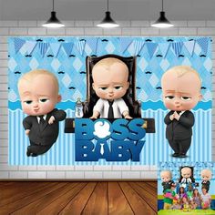 the boss baby movie poster with two babies in suits and one is sitting on a chair