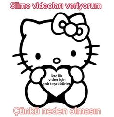 the hello kitty is holding a heart in her hands and saying,'slime videolan