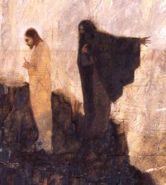 The Temptation of Christ by J. Kirk Richards J Kirk Richards, Men Standing, Arte Peculiar, Lds Art, Biblical Art, Jesus Art, Bible Art