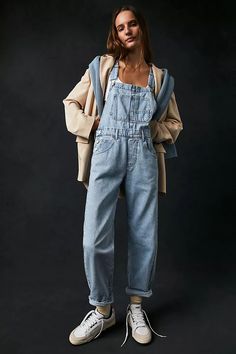 We The Free Ziggy Denim Overalls | Free People Long Jumpsuit Casual, Overalls For Women, Wide Leg Romper, Overall Jumpsuit, Trendy Denim, Tapered Leg Jeans, Jean Pants, Denim Romper, Classic Casual