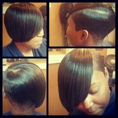 Short on one side Cute Short Bob Haircuts, Short Weave Hairstyles, Black Hair Short Cuts, American Hairstyles, Side Hairstyles, Short Black Hairstyles, Short Sassy Hair, Sassy Hair