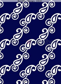 a blue background with white swirls and curls on it's sides, as well as