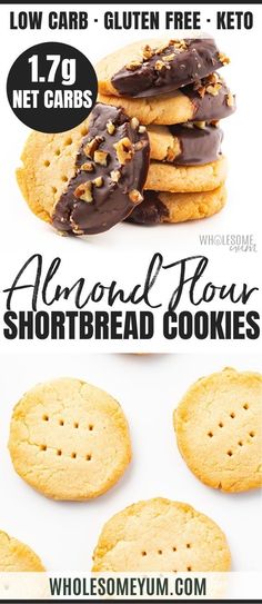 an advertisement for almond flour shortbread cookies with the words low carb and gluen free keto