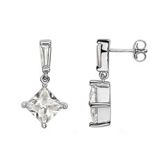 These stunning sterling silver square cubic zirconia drop earrings are the perfect way to finish your favorite outfits. These stunning sterling silver square cubic zirconia drop earrings are the perfect way to finish your favorite outfits. Length: 21 mm Backings: post Metal: sterling silver Plating: rhodium Finish: polished Additional details: cubic zirconia accents Packaging: boxed Gemstones may have been treated to enhance their appearance. Special care may be required. Please visit our Gemsto Post Metal, Gender Female, Jewelry Earrings Dangle, Cubic Zirconia, Favorite Outfit, Age Group, Dangle Earrings, Jewelry Earrings, Plating