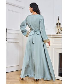 Get 10% off now! Buy gold embroidered vneck muslim party dress long sleeved at cheap price online. Free stable shipping and pro custom service since 2009. Gold V-neck Dress For Festive Occasions, Elegant Long Sleeve Maxi Dress For Eid, Gold V-neck Kaftan For Wedding, Festive V-neck Banquet Dress, Maxi Length Abaya For Eid Banquet, Eid Banquet Abaya In Maxi Length, Embroidered Long Sleeve Abaya For Party, Festive Floor-length Kaftan For Banquets, Fitted Long Sleeve Embellished Abaya