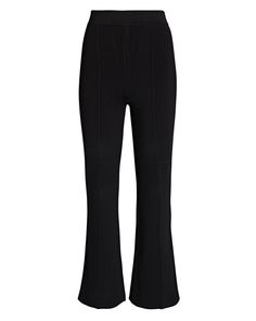 The label has a knack for polished tailoring as proven yet again by these cropped ankle flares featuring delicate pleats in a classic black hue. Style yours with a black turtleneck top and stylish mules.   Fabric: 64% rayon, 31% nylon, 5% elastane .                Pull-on style.   Dry clean.   Imported.   Model is 5'10" and wearing size S.   Rise: 13".   Inseam: 28". Classic Black Flare Bottoms, Classic Black Cropped Leg Pants, Fitted Cropped Leg Wide Pants For Fall, Fitted Cropped Wide Leg Pants For Fall, Chic Black Cropped Wide Leg Pants, Black Cropped Leg Pants For Formal Occasions, Black Cropped Leg Elastane Pants, Black Turtleneck Top, Turtleneck Top